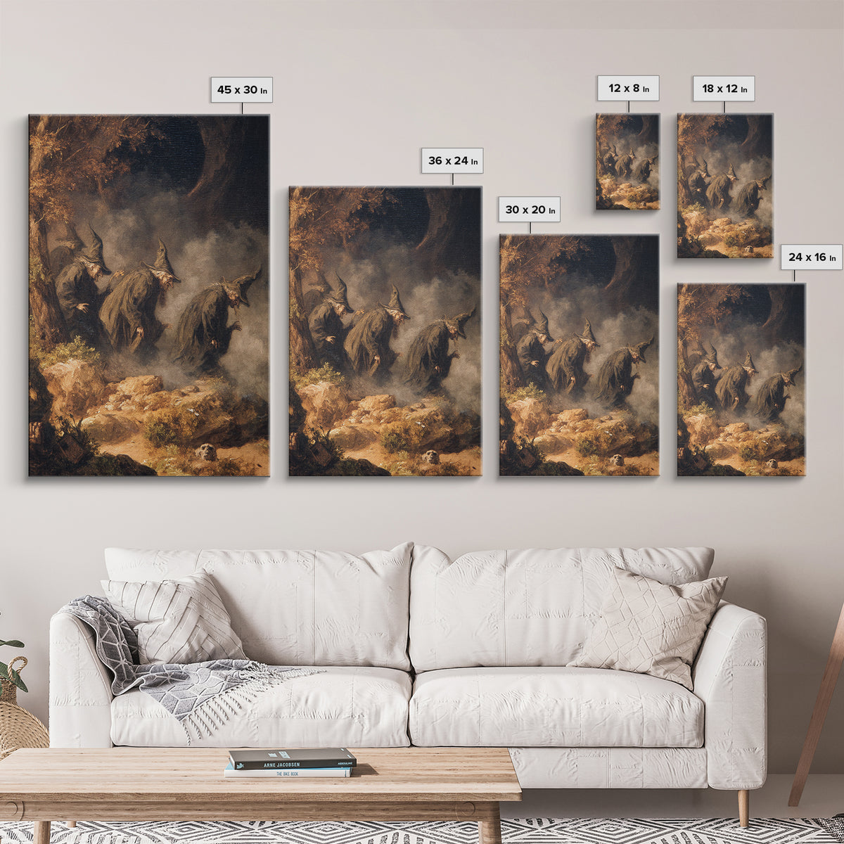 The Eclipse Summoning, Baroque Witchcraft Art, Vertical Wall Art, Dark Fantasy Wall Art, Framed Canvas Print, Halloween Wall Art
