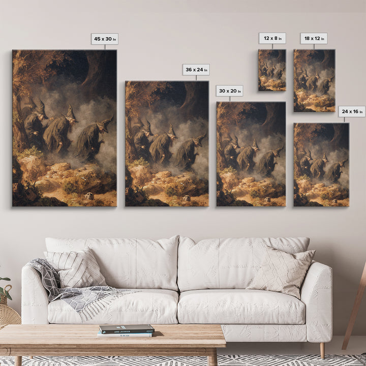The Eclipse Summoning, Baroque Witchcraft Art, Vertical Wall Art, Dark Fantasy Wall Art, Framed Canvas Print, Halloween Wall Art