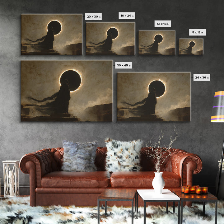 The Eclipse Summoning, Romantic Gothic Landscape, Landscape Wall Art, Macabre Wall Art, Canvas Print, Halloween Wall Art