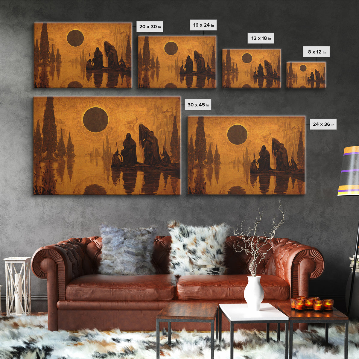 The Eclipse Summoning, Symbolist Gothic Landscape, Landscape Wall Art, Gothic Horror Wall Art, Canvas Print, Halloween Wall Art