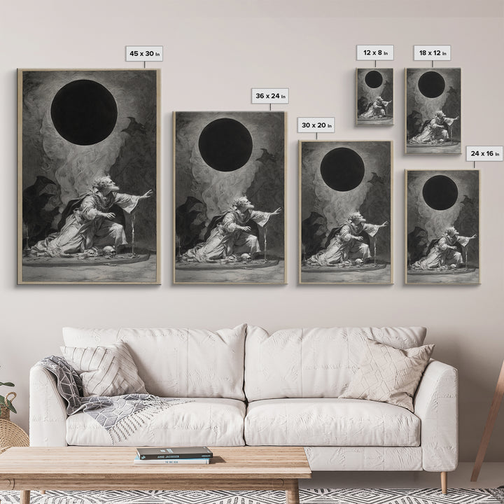 The Eclipse Summoning, Decadent Gothic Art, Vertical Wall Art, Dark Halloween Decor, Canvas Print, Halloween Wall Art