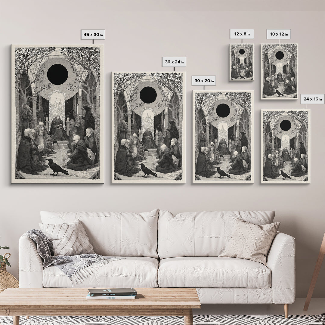The Eclipse Summoning, Victorian Macabre Art, Vertical Wall Art, Gothic Horror Wall Art, Canvas Print, Halloween Wall Art