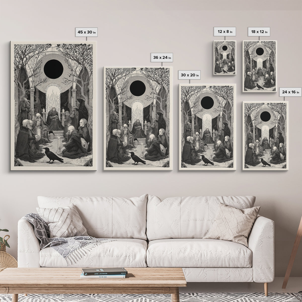 The Eclipse Summoning, Victorian Macabre Art, Vertical Wall Art, Gothic Horror Wall Art, Canvas Print, Halloween Wall Art