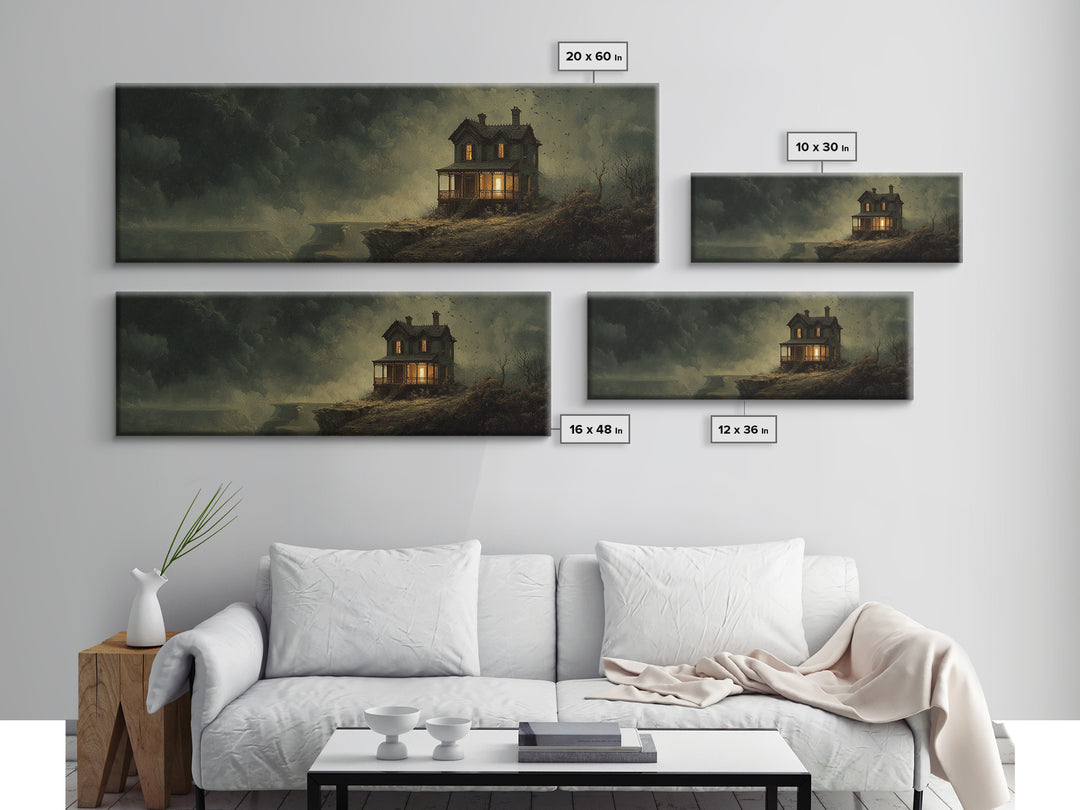 The Last House At The World'S Edge, Medieval Grotesque Art, Extra Wide Wall Art, Macabre Wall Art, Framed Canvas Print