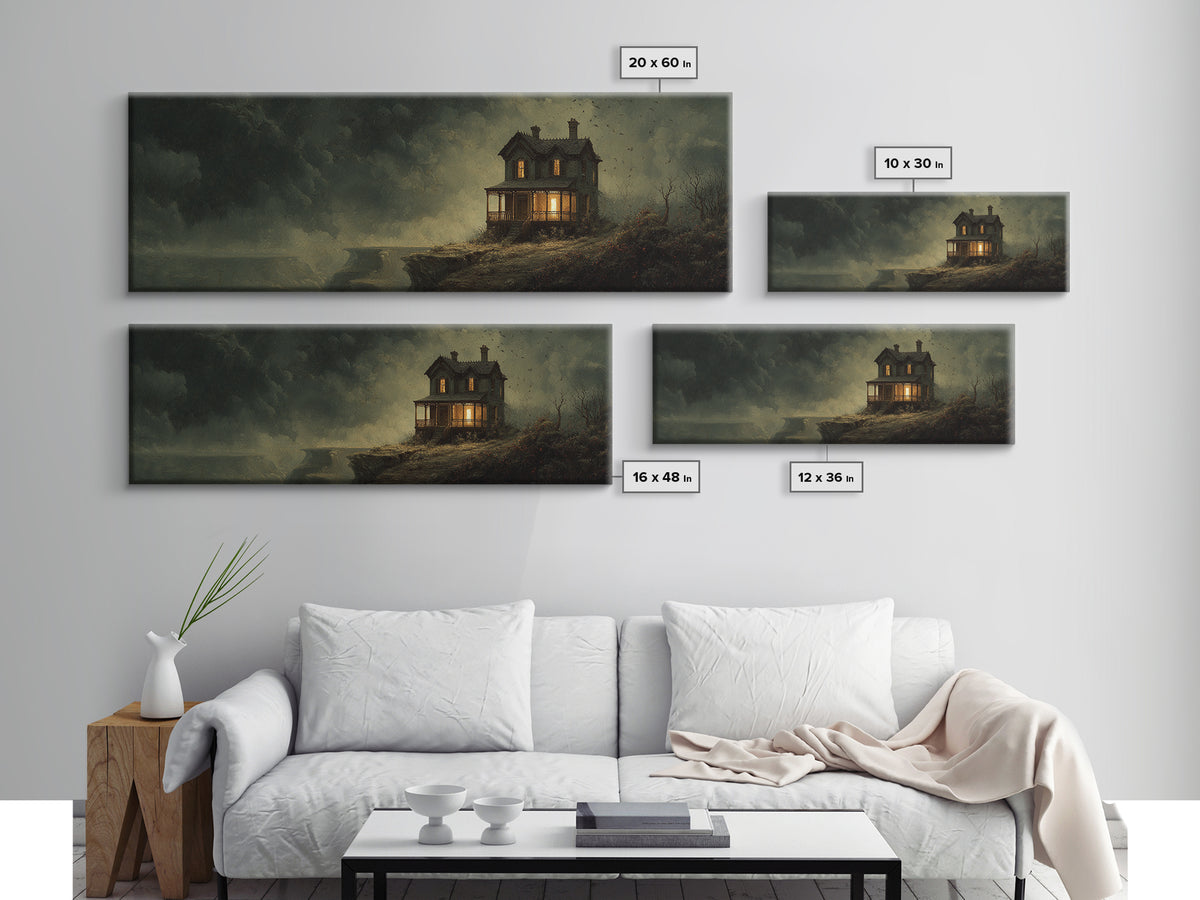 The Last House At The World'S Edge, Medieval Grotesque Art, Extra Wide Wall Art, Macabre Wall Art, Framed Canvas Print