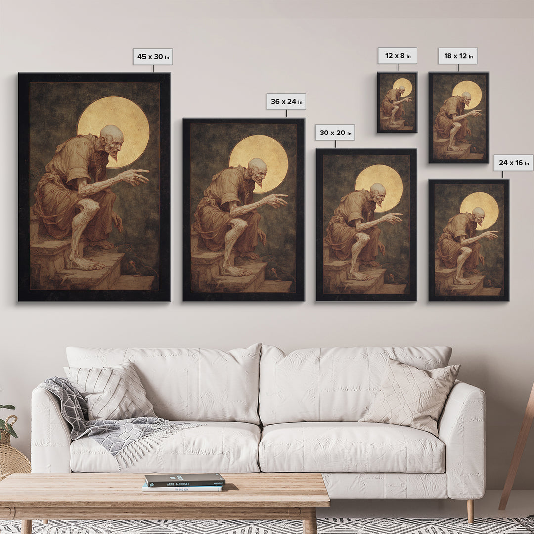 The Last House At The World'S Edge, Dark Renaissance Art, Vertical Wall Art, Dark Halloween Decor, Framed Canvas Print