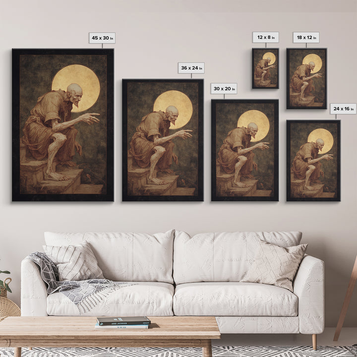The Last House At The World'S Edge, Dark Renaissance Art, Vertical Wall Art, Dark Halloween Decor, Framed Canvas Print