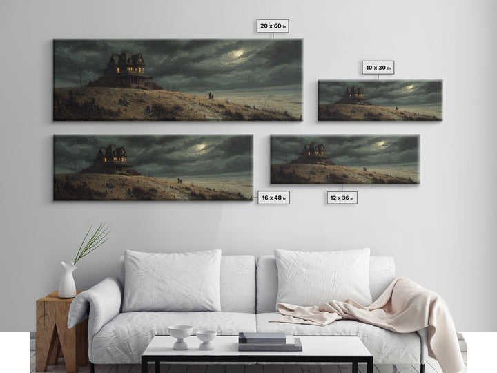 The Last House At The World'S Edge, Danse Macabre Art, Extra Wide Wall Art, Dark Halloween Decor, Canvas Print