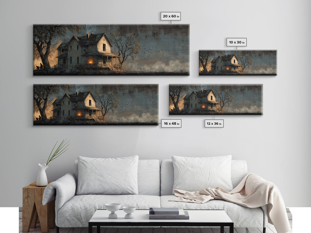 The Last House At The World'S Edge, Dark Romantic Horror Art, Extra Wide Wall Art, Dark Fantasy Wall Art, Framed Canvas Print