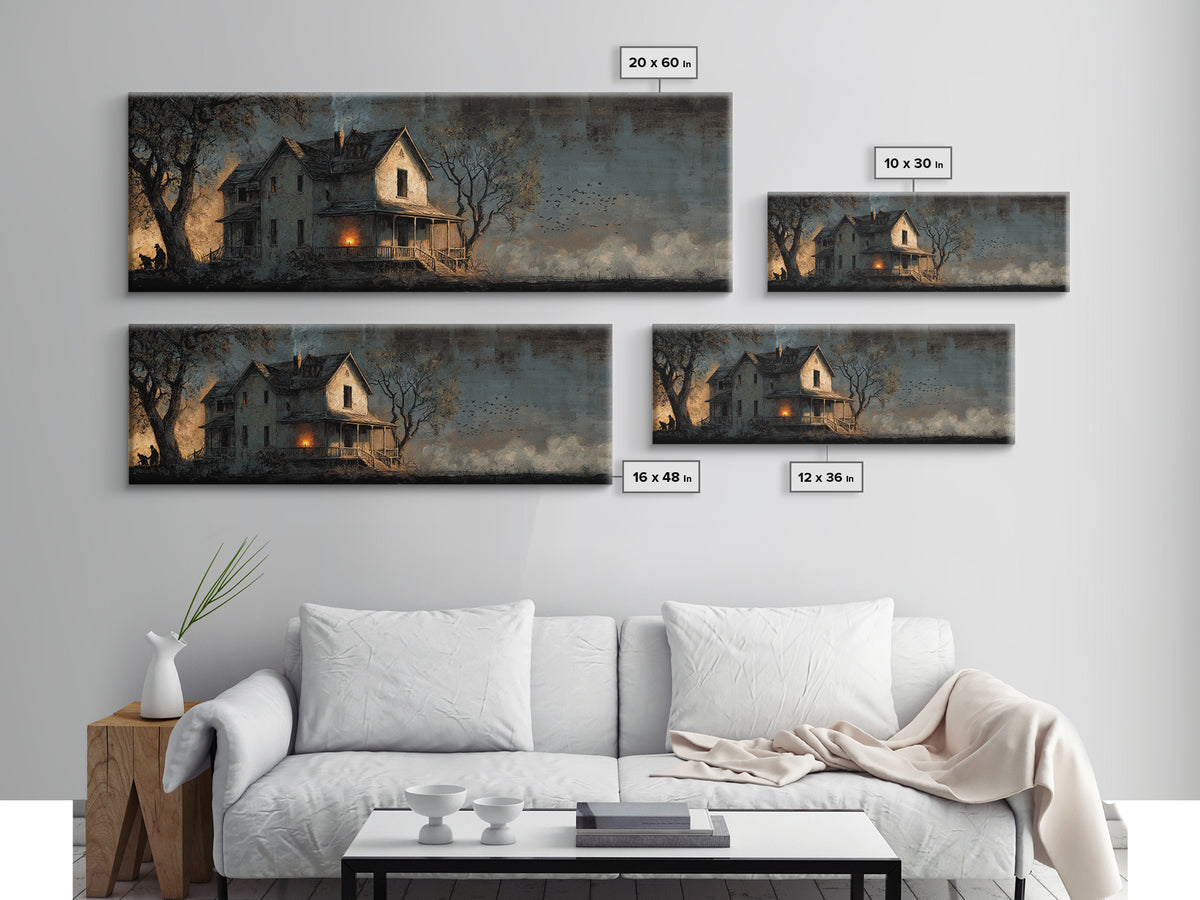 The Last House At The World'S Edge, Dark Romantic Horror Art, Extra Wide Wall Art, Dark Fantasy Wall Art, Framed Canvas Print