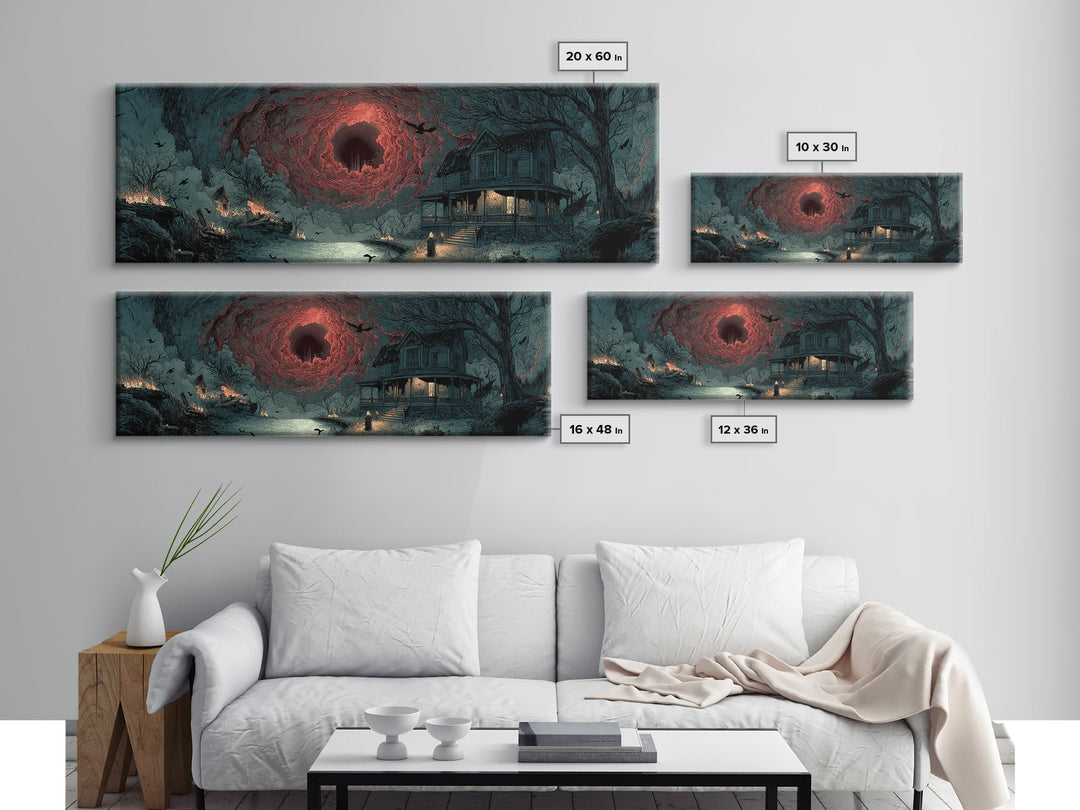 The Last House At The World'S Edge, Apocalyptic Romantic Art, Extra Wide Wall Art, Dark Fantasy Wall Art, Framed Canvas Print