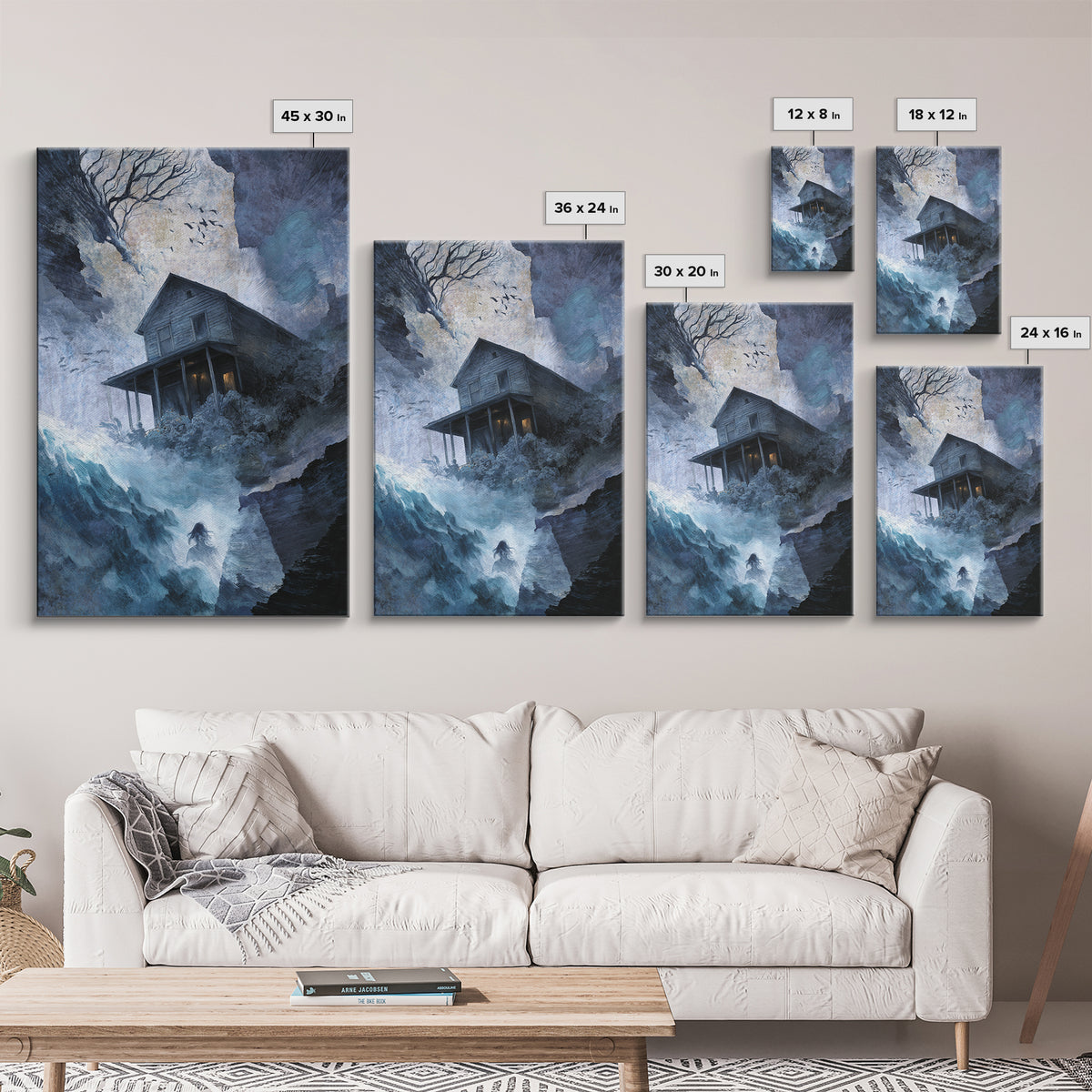 The Last House At The World'S Edge, Expressionist Gothic Art, Vertical Wall Art, Gothic Horror Wall Art, Framed Canvas Print