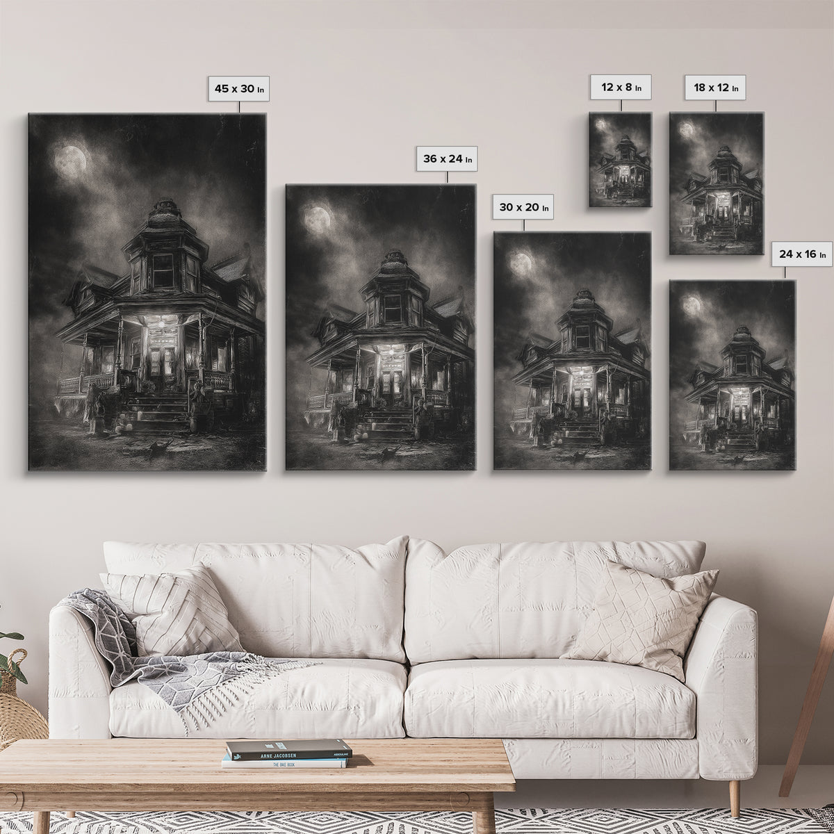 The Last House At The World'S Edge, Biomechanical Horror Art, Vertical Wall Art, Dark Halloween Decor, Canvas Print, Halloween Wall Art