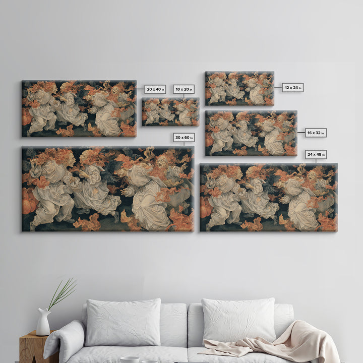 Halloween On Another Planet, Dark Renaissance Art, Wide Panoramic Art, Dark Halloween Decor, Canvas Print, Halloween Wall Art