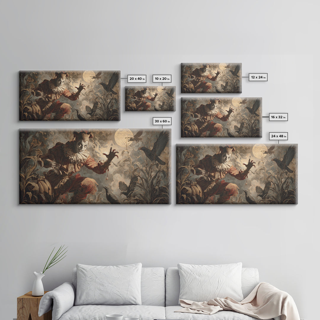 Halloween On Another Planet, Gothic Nightmare Art, Wide Panoramic Art, Macabre Wall Art, Framed Canvas Print, Halloween Wall Art