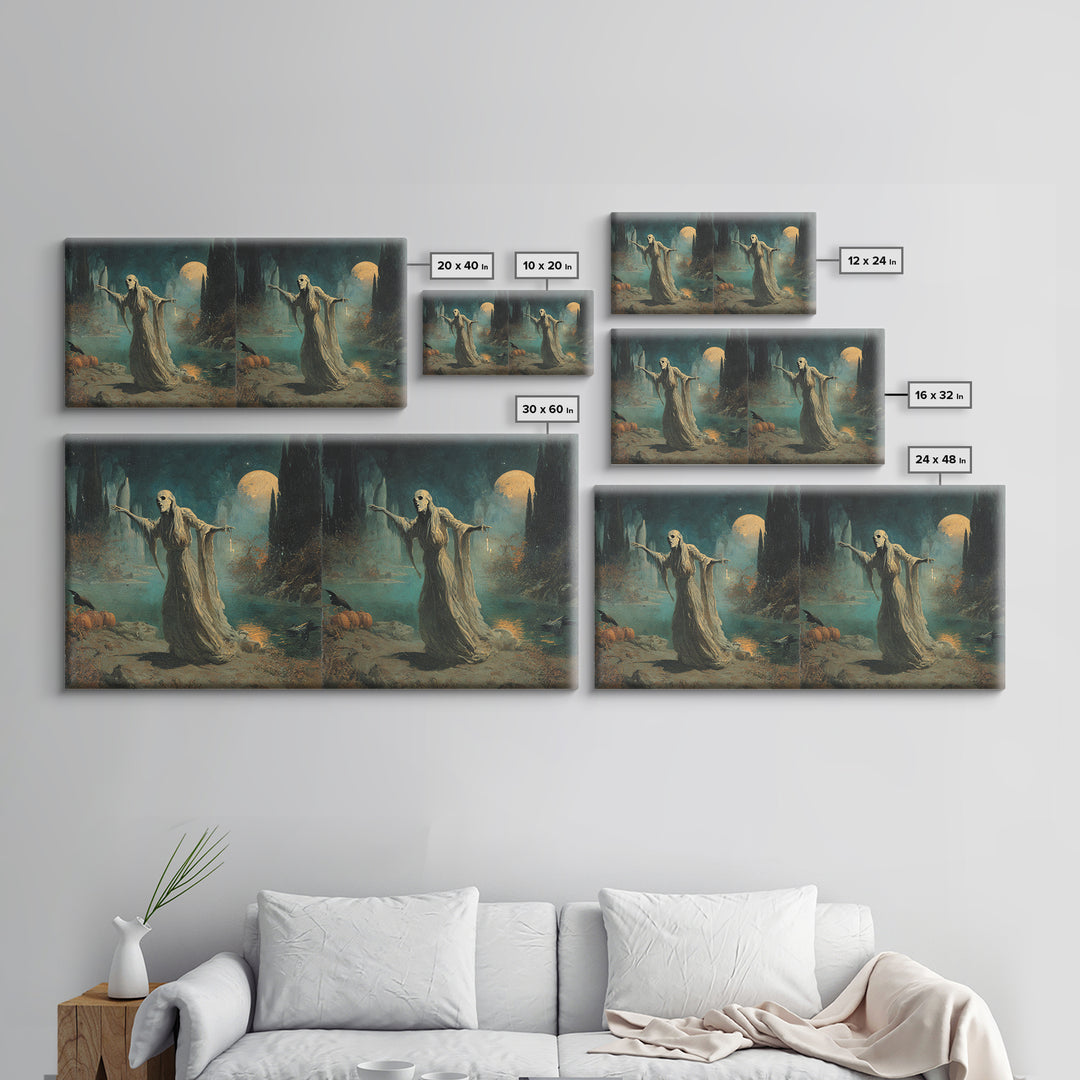 Halloween On Another Planet, Symbolist Gothic Landscape, Wide Panoramic Art, Dark Fantasy Wall Art, Canvas Print, Halloween Wall Art