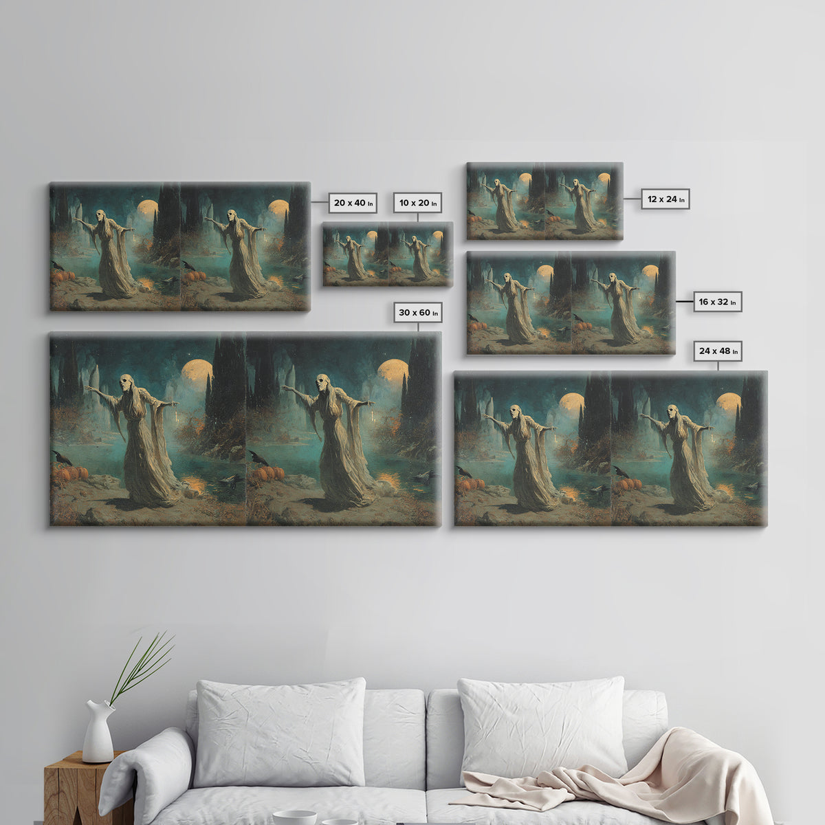 Halloween On Another Planet, Symbolist Gothic Landscape, Wide Panoramic Art, Dark Fantasy Wall Art, Canvas Print, Halloween Wall Art