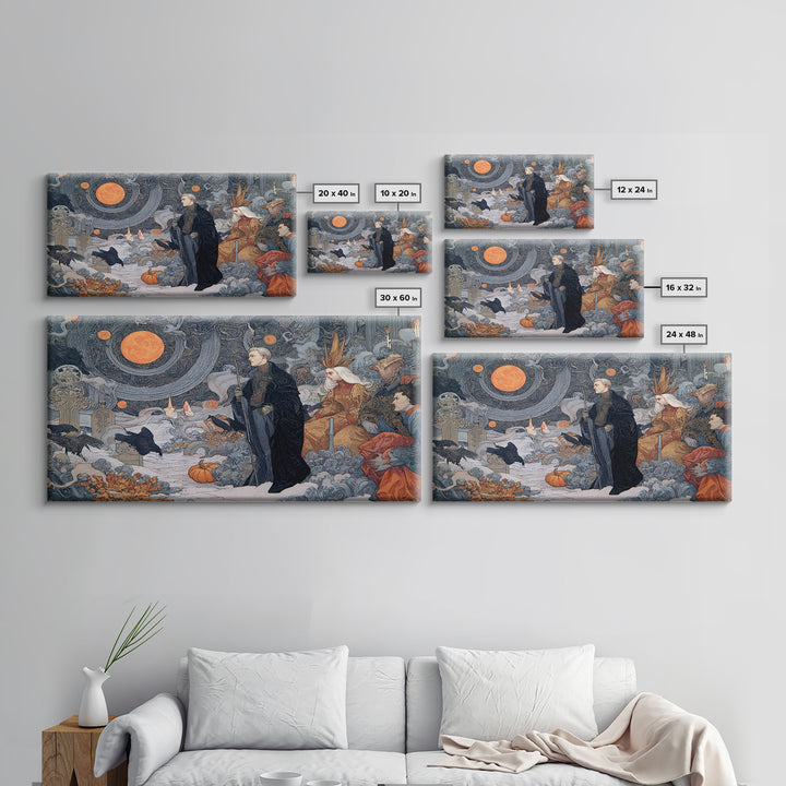 Halloween On Another Planet, Symbolist Death Art, Landscape Wall Art, Dark Fantasy Wall Art, Framed Canvas Print, Halloween Wall Art