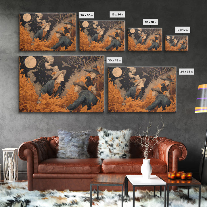 Halloween On Another Planet, Symbolist Etching Art, Landscape Wall Art, Dark Halloween Decor, Canvas Print, Halloween Wall Art