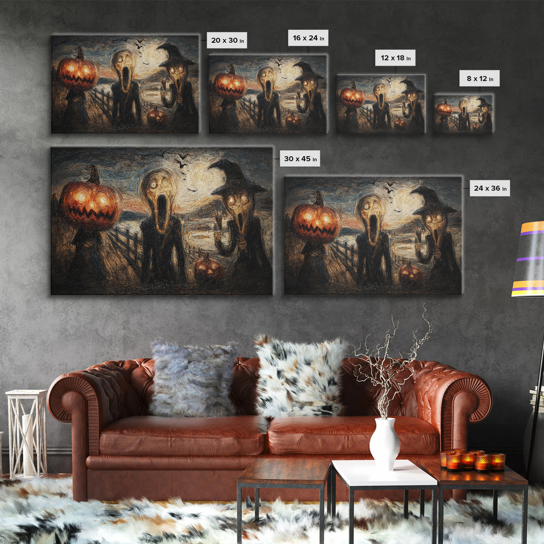 Halloween On Another Planet, Expressionist Gothic Art, Landscape Wall Art, Gothic Horror Wall Art, Framed Canvas Print, Halloween Wall Art