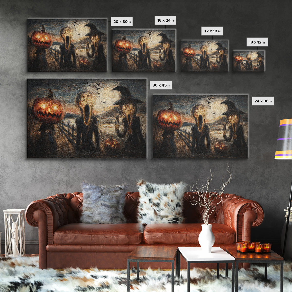 Halloween On Another Planet, Expressionist Gothic Art, Landscape Wall Art, Gothic Horror Wall Art, Framed Canvas Print, Halloween Wall Art