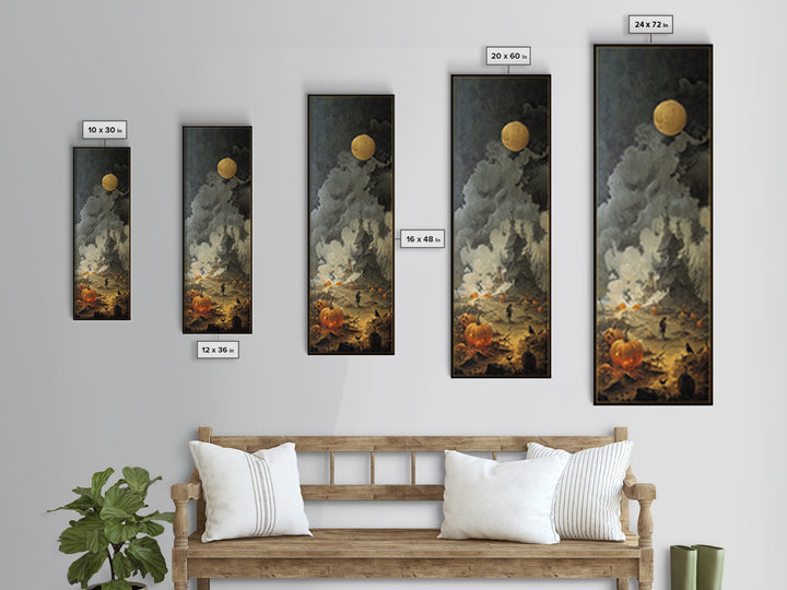 Halloween On Another Planet, Surreal Apocalyptic Art, Tall Narrow Wall Art, Dark Halloween Decor, Framed Canvas Print