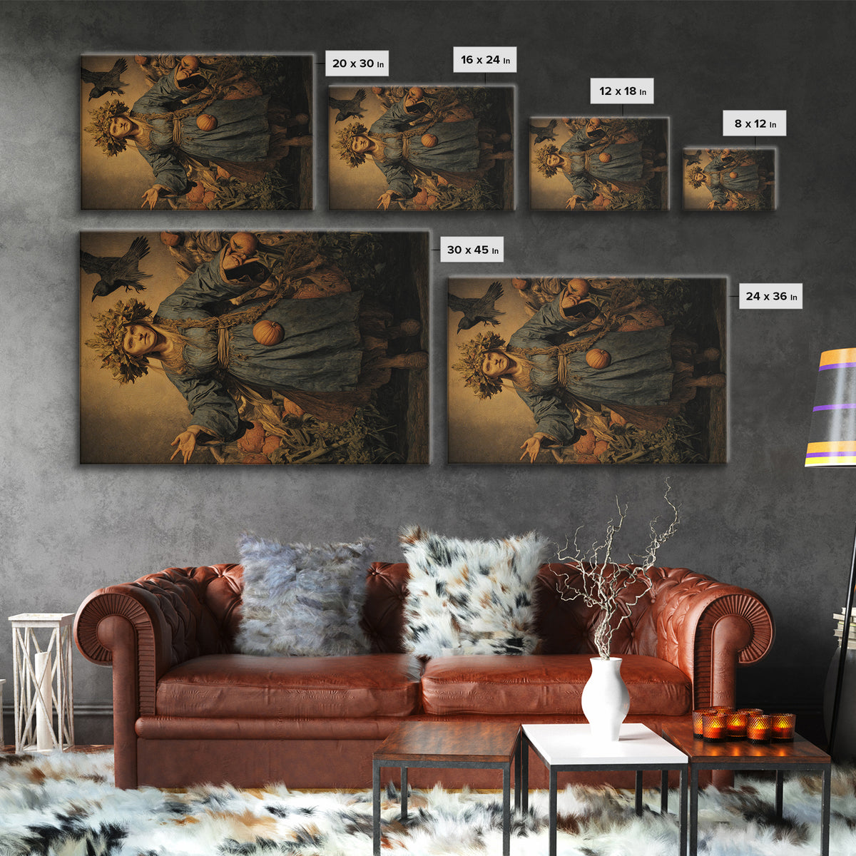 The Personification Of October, Medieval Grotesque Art, Landscape Wall Art, Gothic Horror Wall Art, Framed Canvas Print