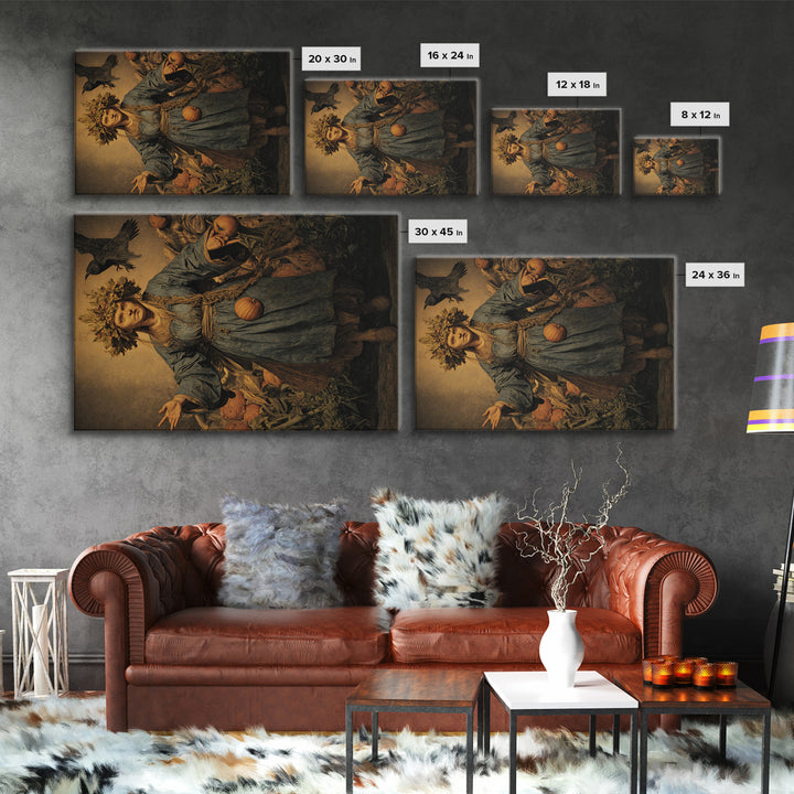 The Personification Of October, Medieval Grotesque Art, Landscape Wall Art, Gothic Horror Wall Art, Framed Canvas Print