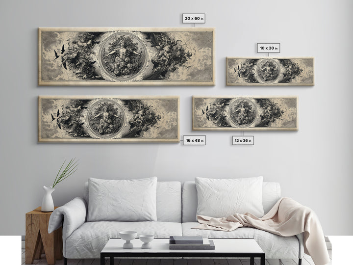The Personification Of October, Renaissance Engraving Art, Extra Wide Wall Art, Macabre Wall Art, Canvas Print, Halloween Wall Art