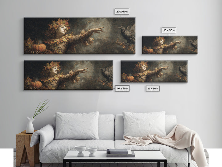 The Personification Of October, Dark Romantic Horror Art, Extra Wide Wall Art, Gothic Horror Wall Art, Canvas Print, Halloween Wall Art