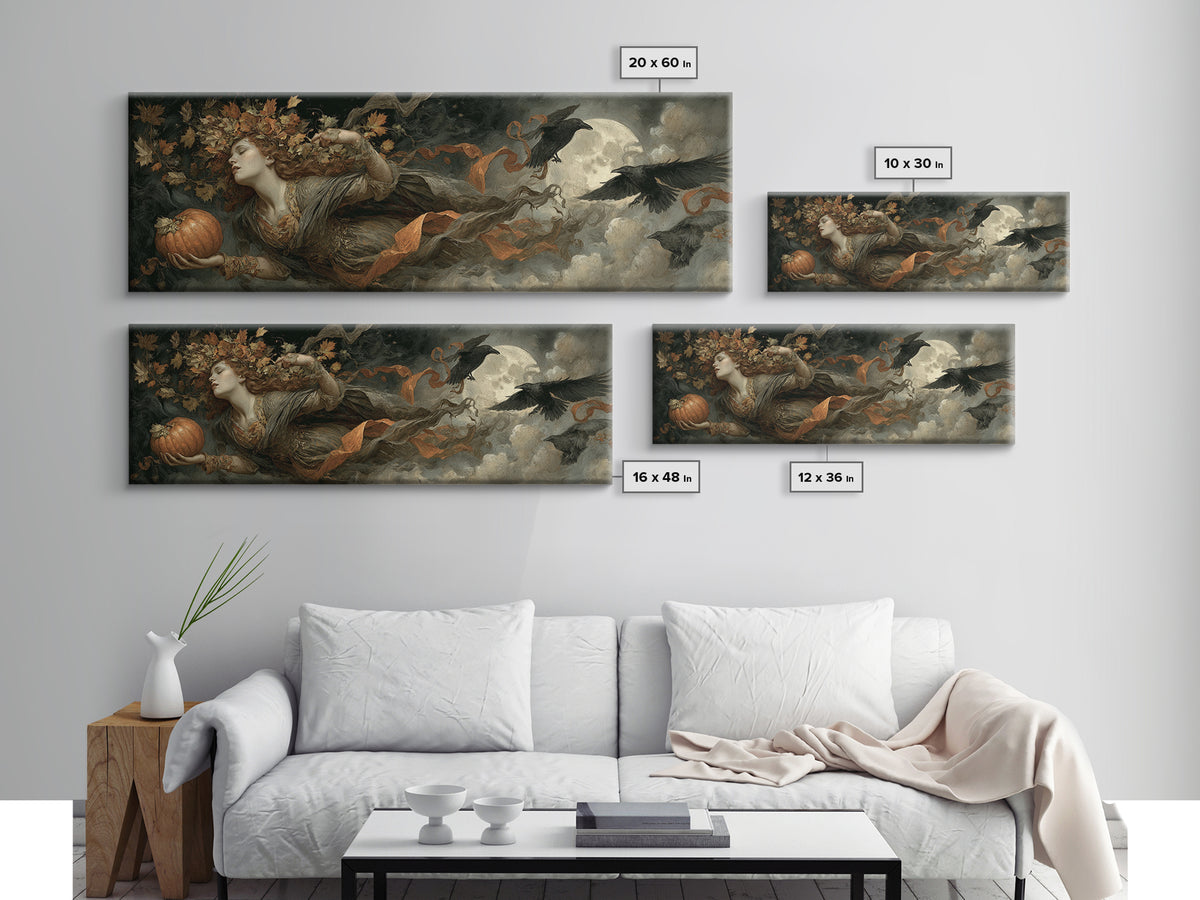 The Personification Of October, Gothic Nightmare Art, Extra Wide Wall Art, Gothic Horror Wall Art, Canvas Print, Halloween Wall Art