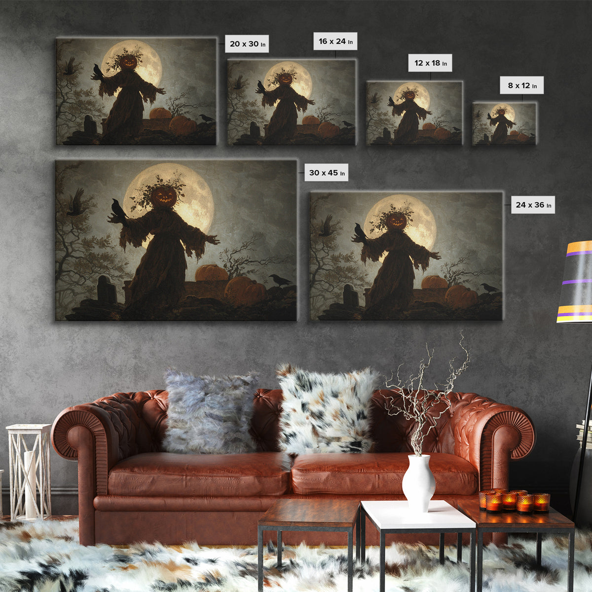 The Personification Of October, Romantic Gothic Landscape, Landscape Wall Art, Macabre Wall Art, Canvas Print, Halloween Wall Art