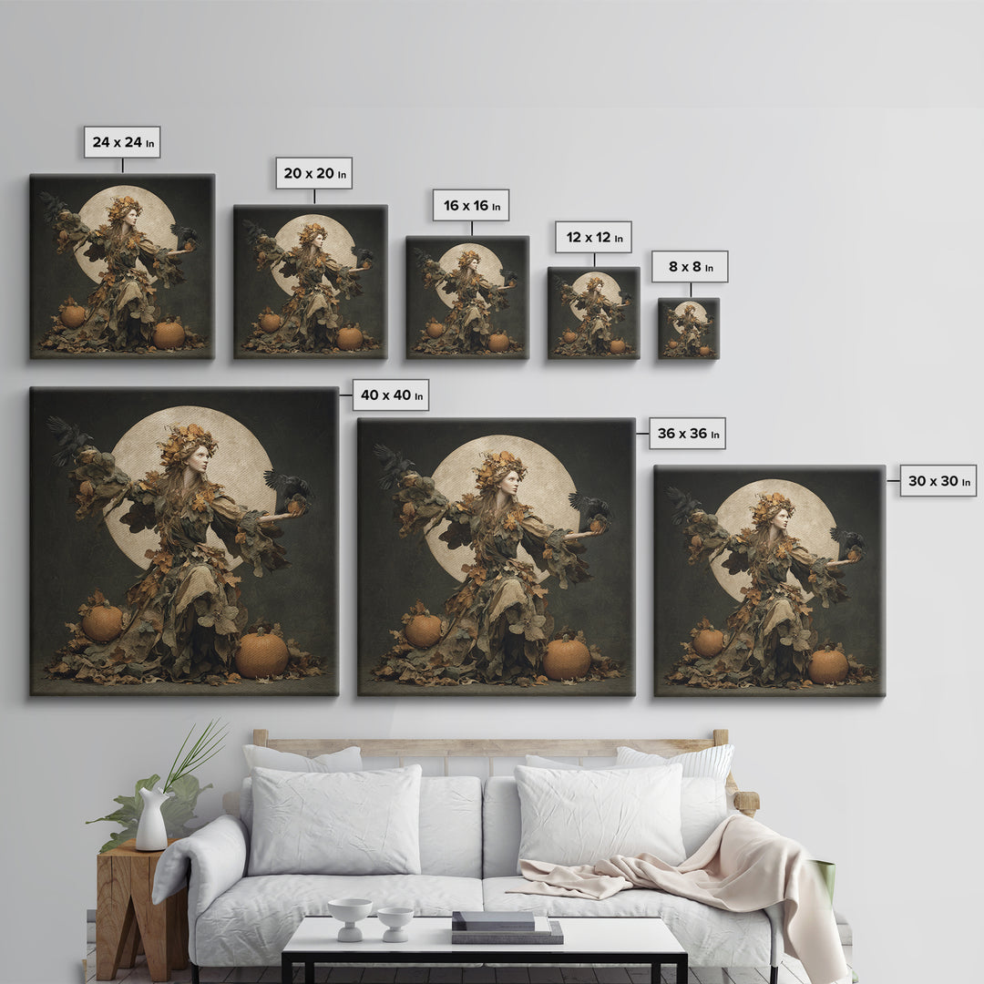 The Personification Of October, Symbolist Dream Art, Square Wall Art, Macabre Wall Art, Framed Canvas Print, Halloween Wall Art