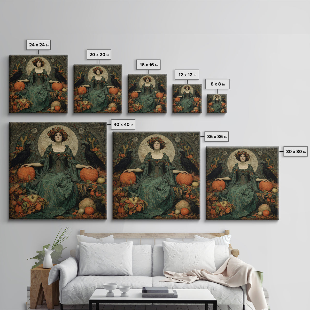 The Personification Of October, Dark Symbolist Art, Square Wall Art, Dark Fantasy Wall Art, Framed Canvas Print, Gothic Home Decor