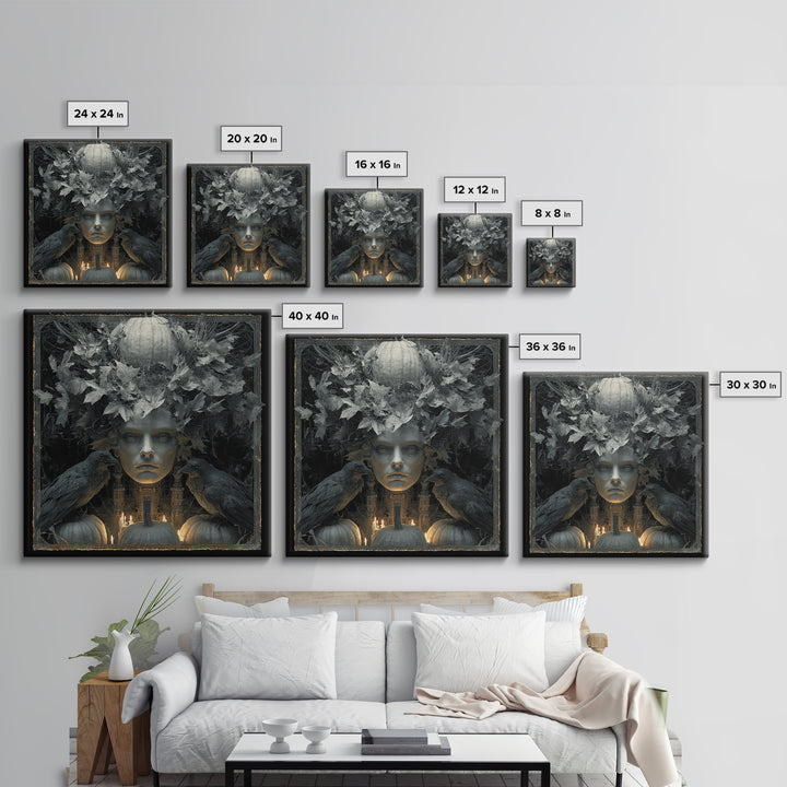 The Personification Of October, Biomechanical Horror Art, Square Wall Art, Dark Halloween Decor, Canvas Print, Halloween Wall Art