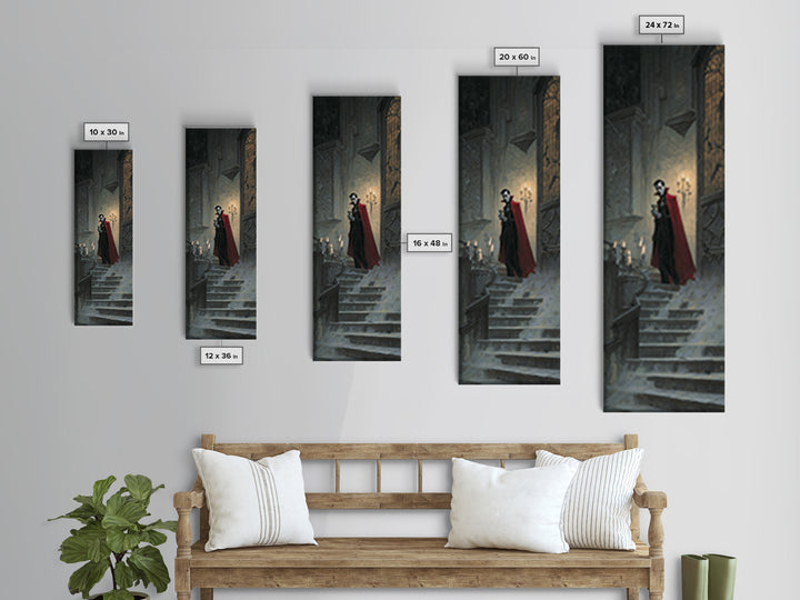 The Crimson Count Of Hollow Keep, Gothic Engraving Art, Tall Narrow Wall Art, Gothic Horror Wall Art, Framed Canvas Print