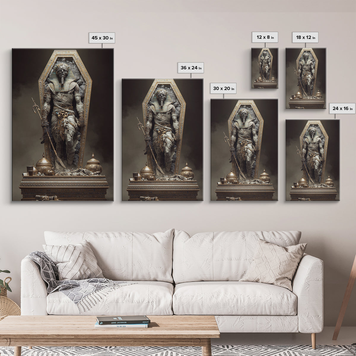 The Pharaoh Of Dustbound Silence, Gothic Engraving Art, Vertical Wall Art, Gothic Horror Wall Art, Canvas Print, Halloween Wall Art