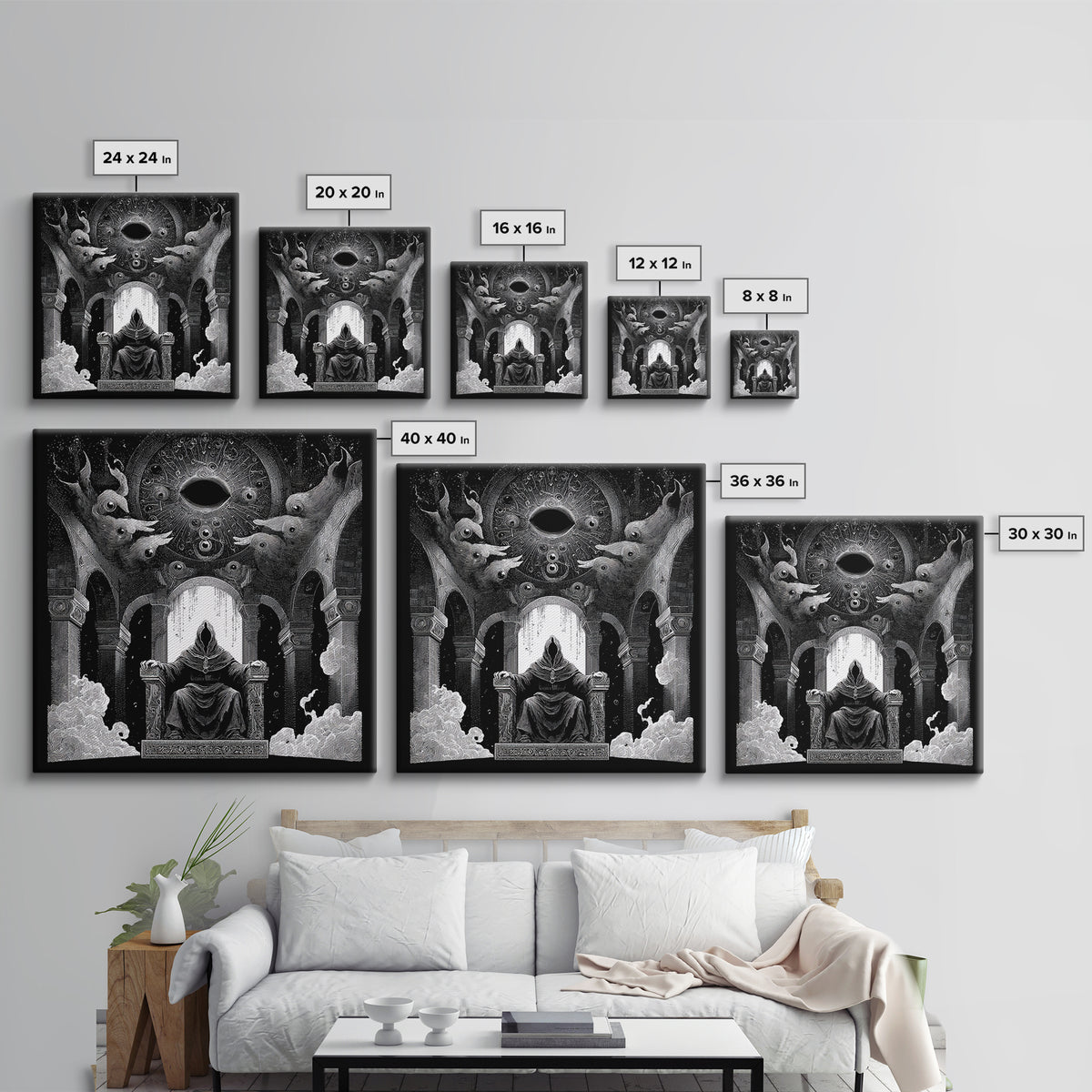 The Dreaming Priest Of The Outer Gate, Symbolist Dream Art, Square Wall Art, Dark Fantasy Wall Art, Canvas Print, Halloween Wall Art