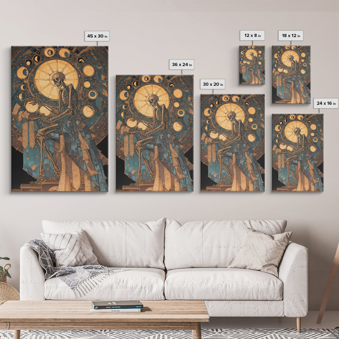 The Astronomer Of The Hollow Sky, Stained Glass Gothic Art, Vertical Wall Art, Dark Halloween Decor, Framed Canvas Print