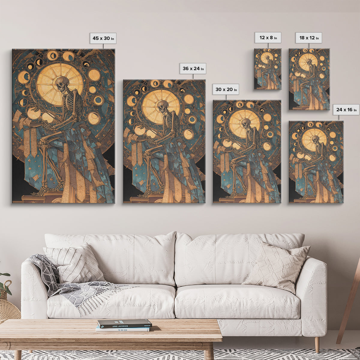 The Astronomer Of The Hollow Sky, Stained Glass Gothic Art, Vertical Wall Art, Dark Halloween Decor, Framed Canvas Print
