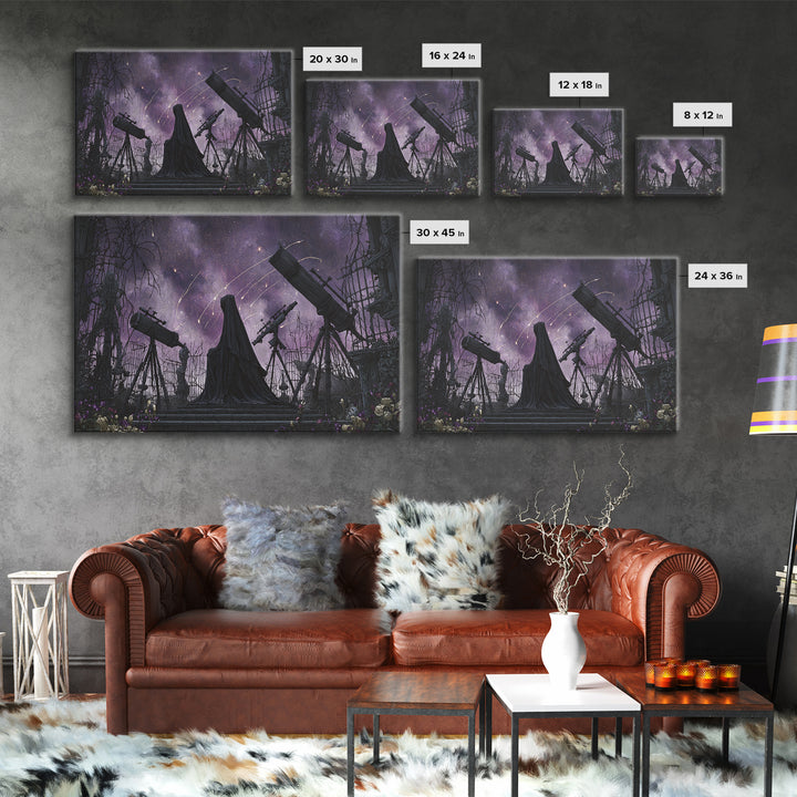 The Widow Of The Whispering Comet, Expressionist Nightmare Art, Landscape Wall Art, Macabre Wall Art, Canvas Print, Halloween Wall Art