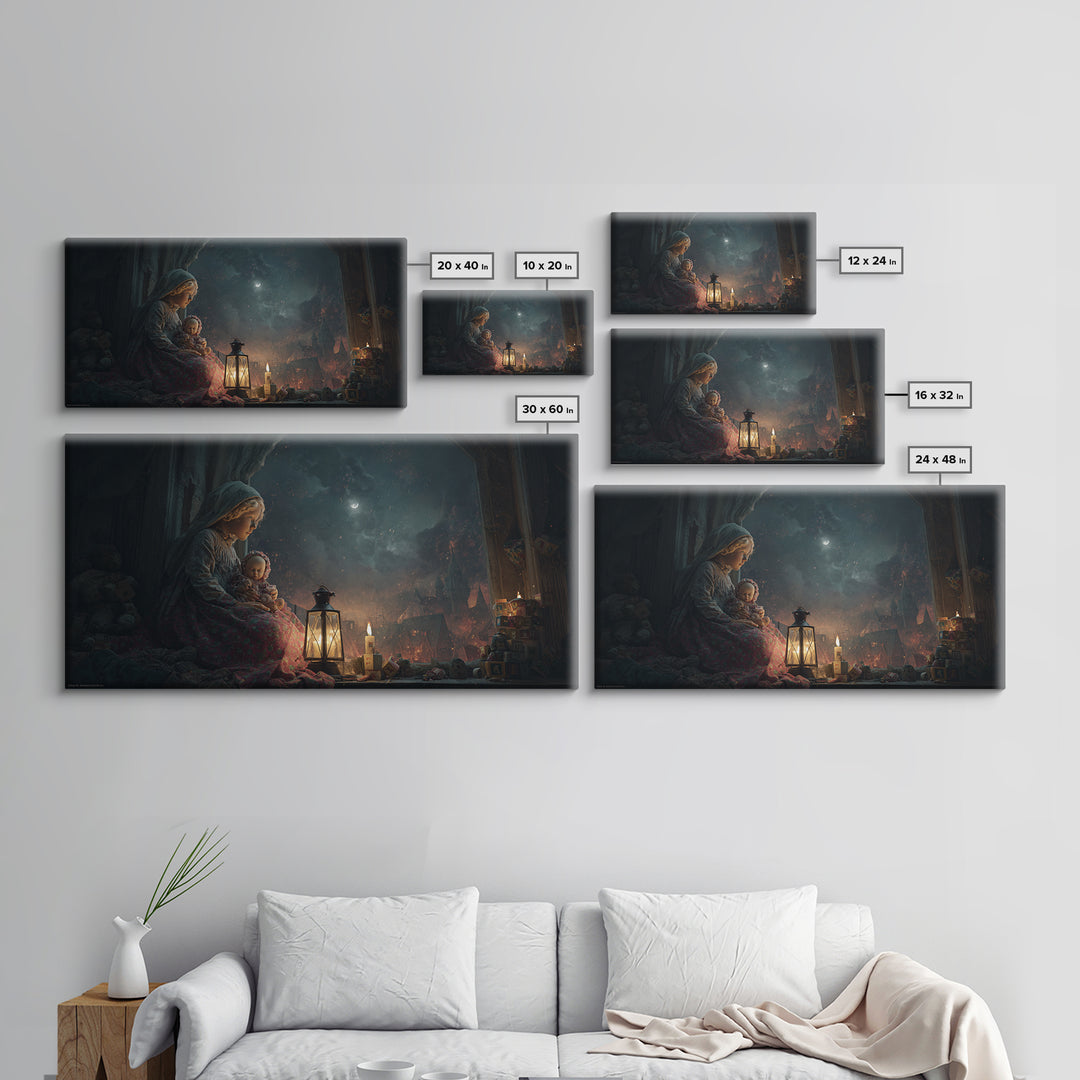 The Child Who Caught A Moon-Spawn, Apocalyptic Romantic Art, Wide Panoramic Art, Macabre Wall Art, Canvas Print, Halloween Wall Art