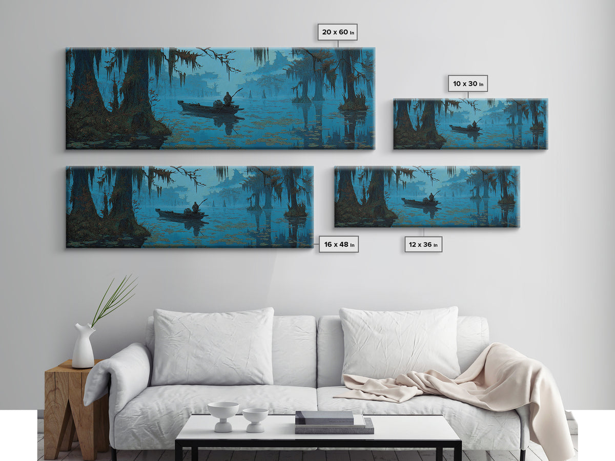 The Ferryman Of The Outer Marsh, Ornate Symbolist Art, Extra Wide Wall Art, Cosmic Horror Art, Canvas Print, Halloween Wall Art