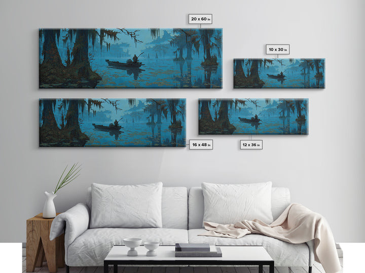 The Ferryman Of The Outer Marsh, Ornate Symbolist Art, Extra Wide Wall Art, Cosmic Horror Art, Canvas Print, Halloween Wall Art