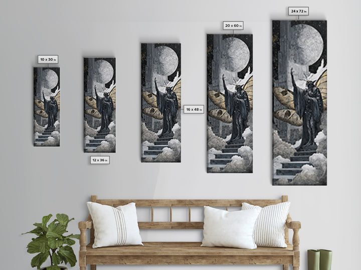 The Moth Prophet Of Kadath, Biomechanical Horror Art, Tall Narrow Wall Art, Cosmic Horror Art, Canvas Print, Halloween Wall Art