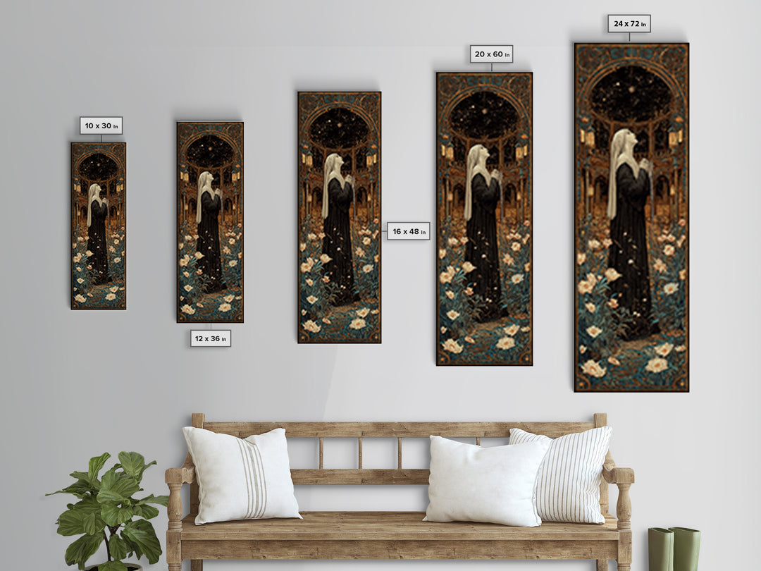 The Nun Of The Endless Constellation, Stained Glass Gothic Art, Tall Narrow Wall Art, Gothic Horror Wall Art, Canvas Print