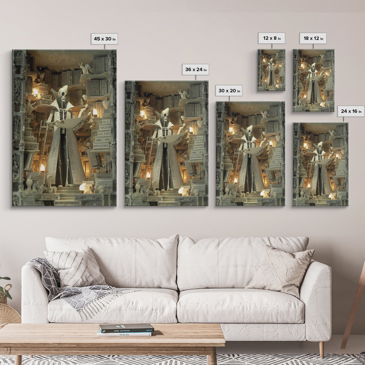 The Archivist Of Dreaming Bones, Stained Glass Gothic Art, Vertical Wall Art, Lovecraftian Horror Art, Framed Canvas Print