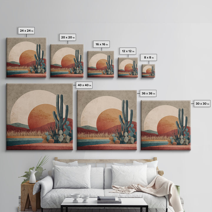 Desert Moon over Rolling Sand Canvas Print, Desert Art, Digital Download Art, Southwestern Decor, Desert, Minimalist Decor, DES-1x1-10
