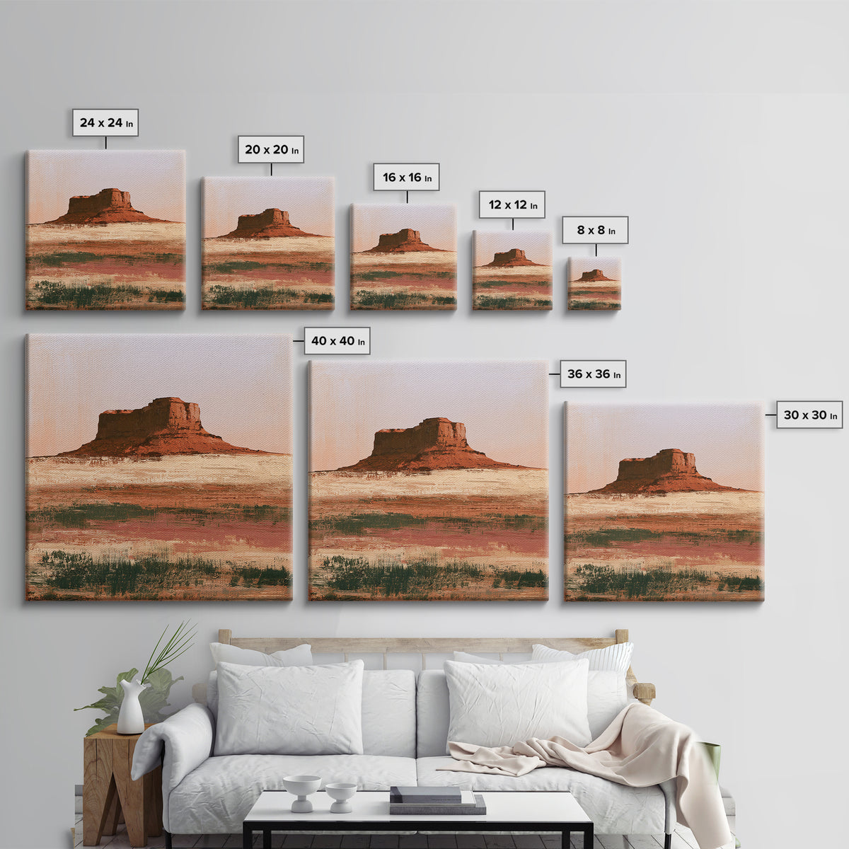 Abstract Mesa Landscape Framed Canvas Print, Desert Art, Gallery Decor, Southwestern Decor, Fine Art, Desert, Home Decor, DES-1x1-51