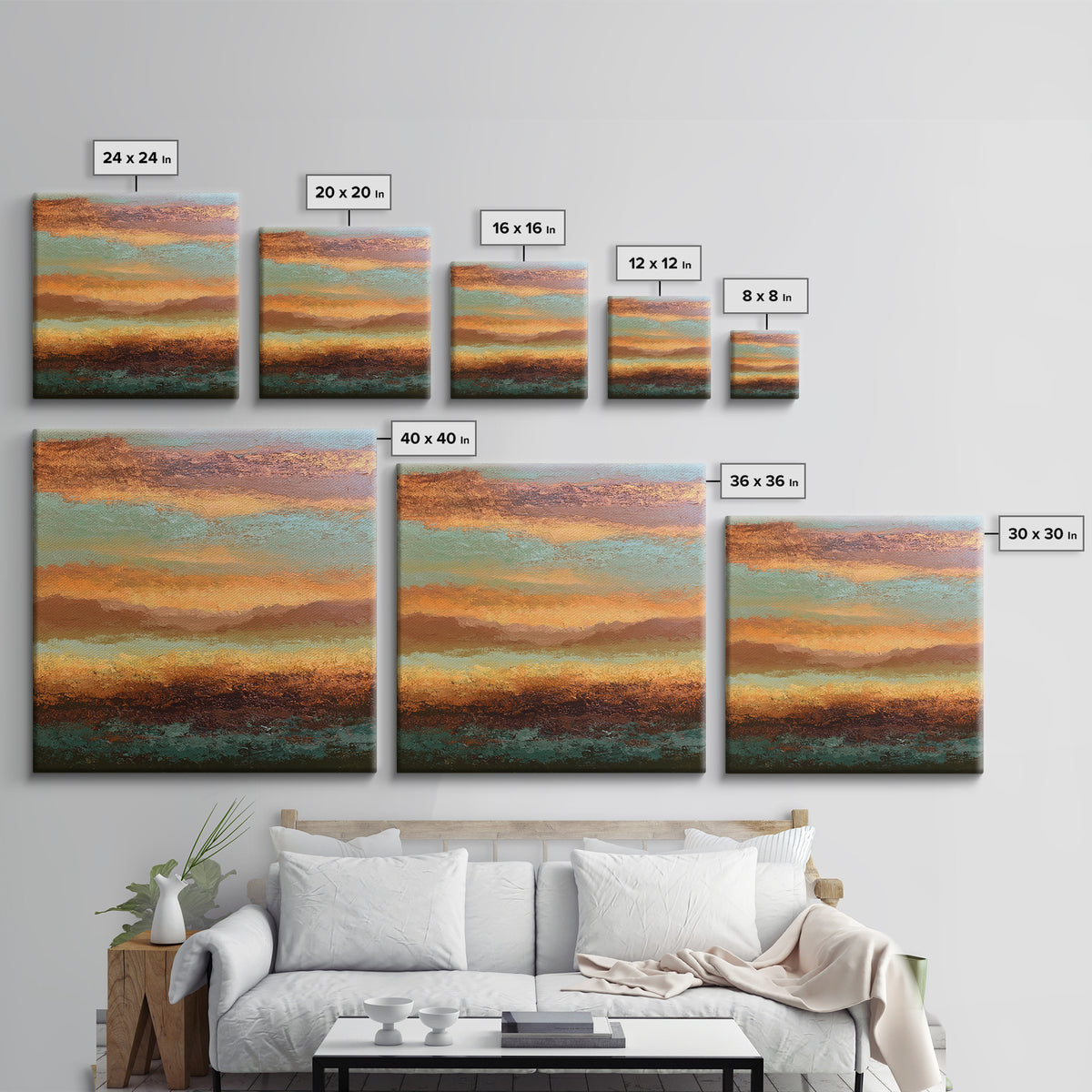 Abstract Heatwave Horizon Framed Canvas Print, Desert Art, Contemporary Art, Southwestern Decor, Fine Art, Desert, Original Art, DES-1x1-61